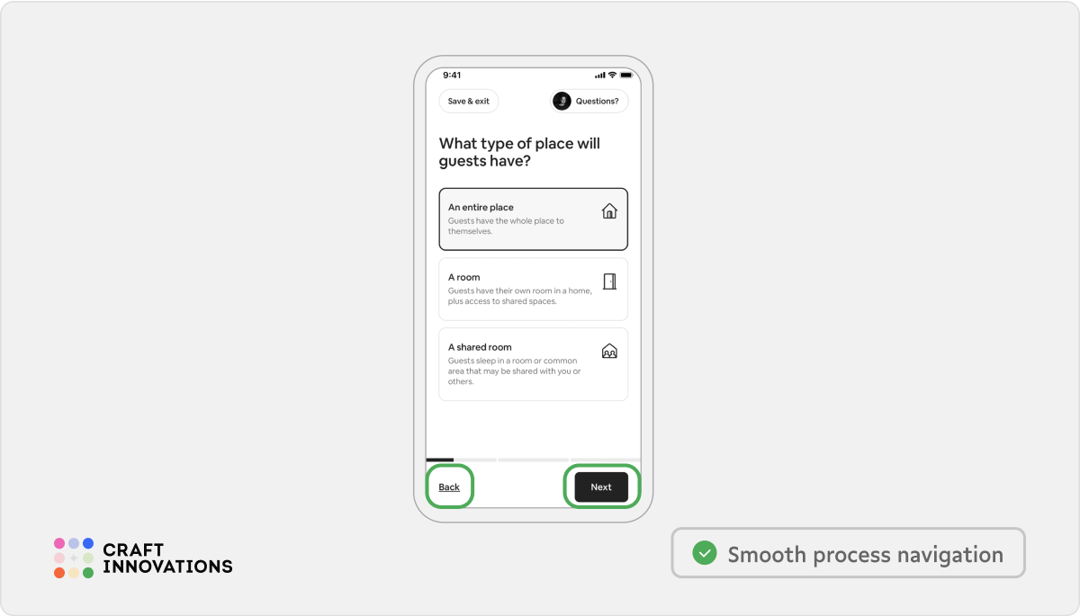 Usability Principles by Craft Innovations - 1.3 Smooth Navigation Back and Forth (Airbnb)