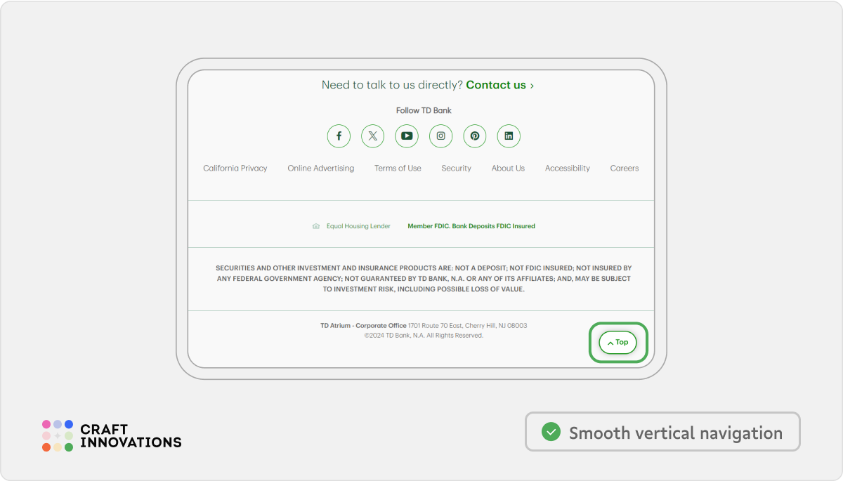 Usability Principles by Craft Innovations - 1.3 Smooth Navigation Back and Forth (TD Bank)