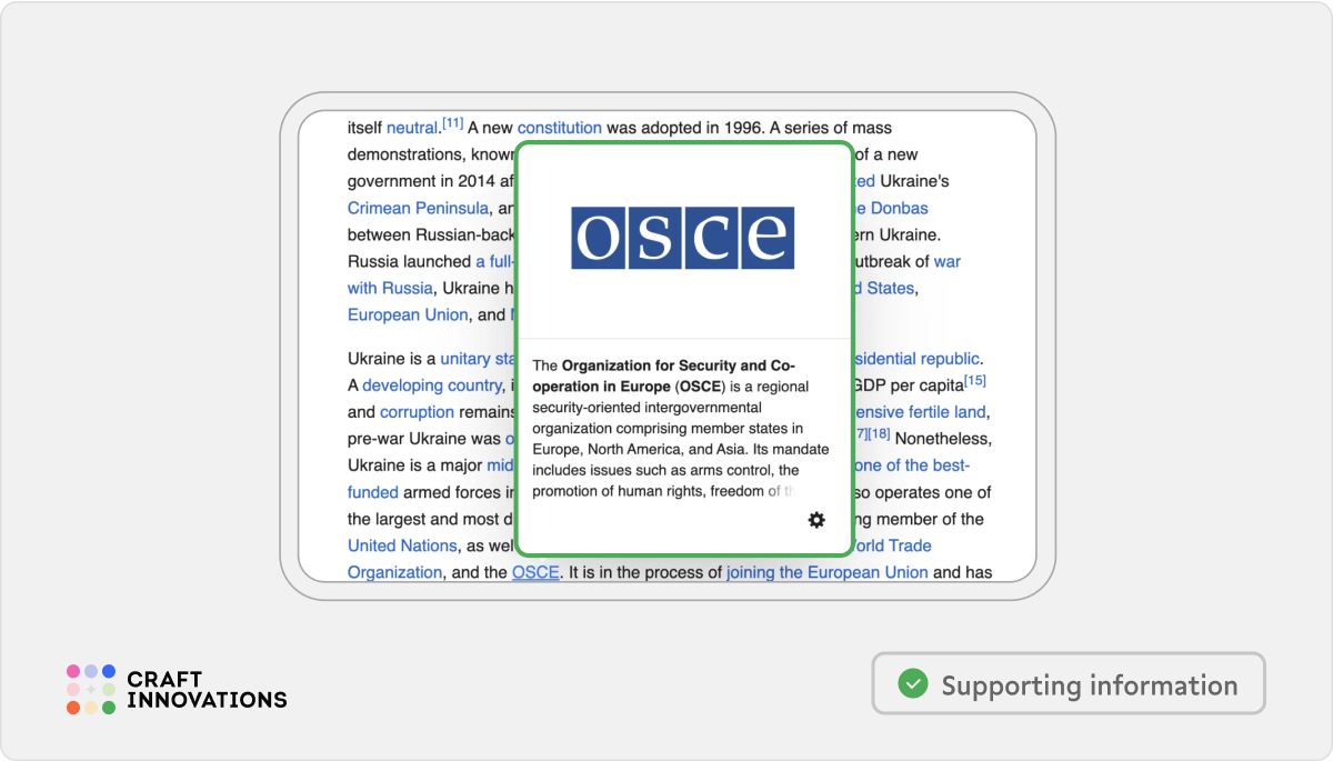 Usability Principles by Craft Innovations - 1.5. Supporting Information and Tips (Wikipedia)