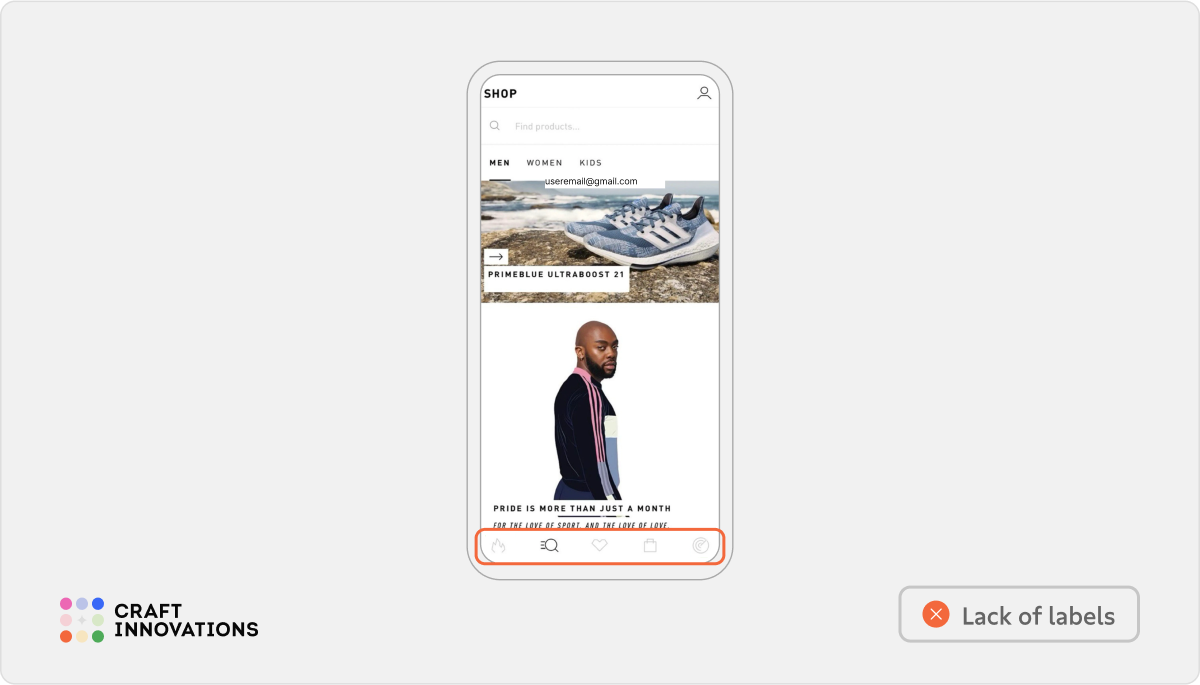Self-Descriptiveness Usability Principle by Craft Innovations - 2.1.1 Visual Literacy (Adidas)