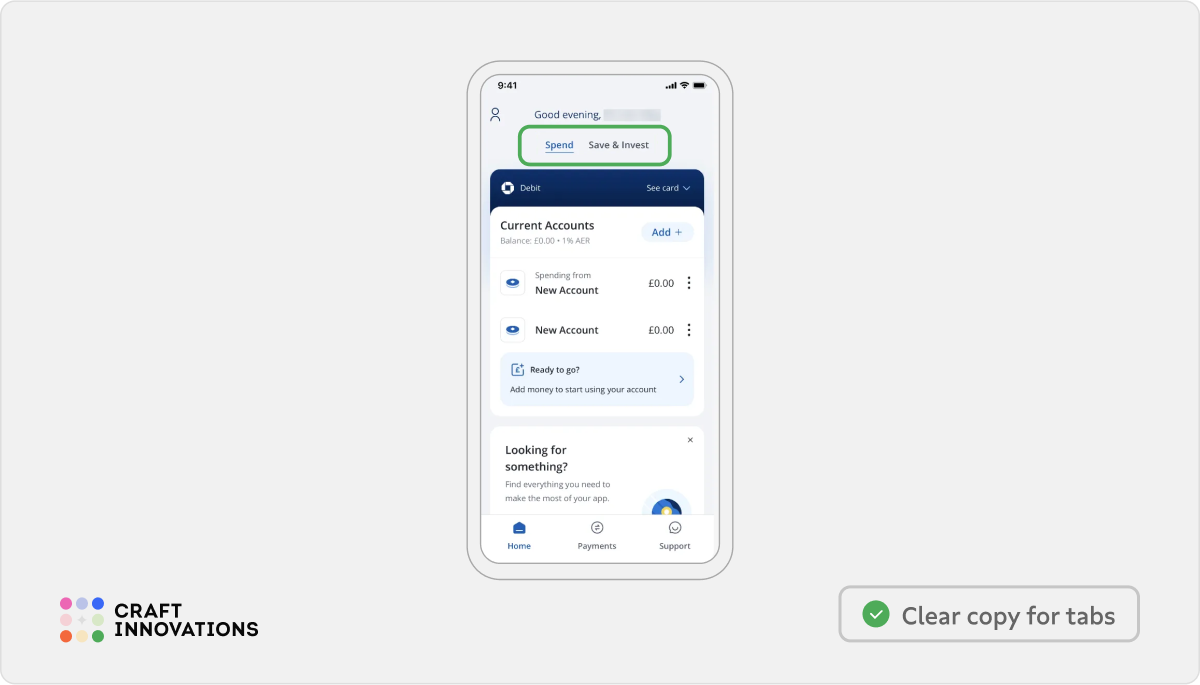 Self-Descriptiveness Usability Principle by Craft Innovations - 2.2.3. Relevant to the Context (Chase UK)
