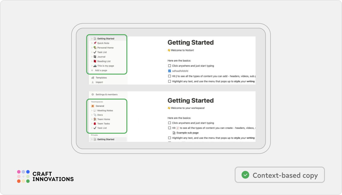Self-Descriptiveness Usability Principle by Craft Innovations - 2.2.3. Relevant to the Context (Notion)
