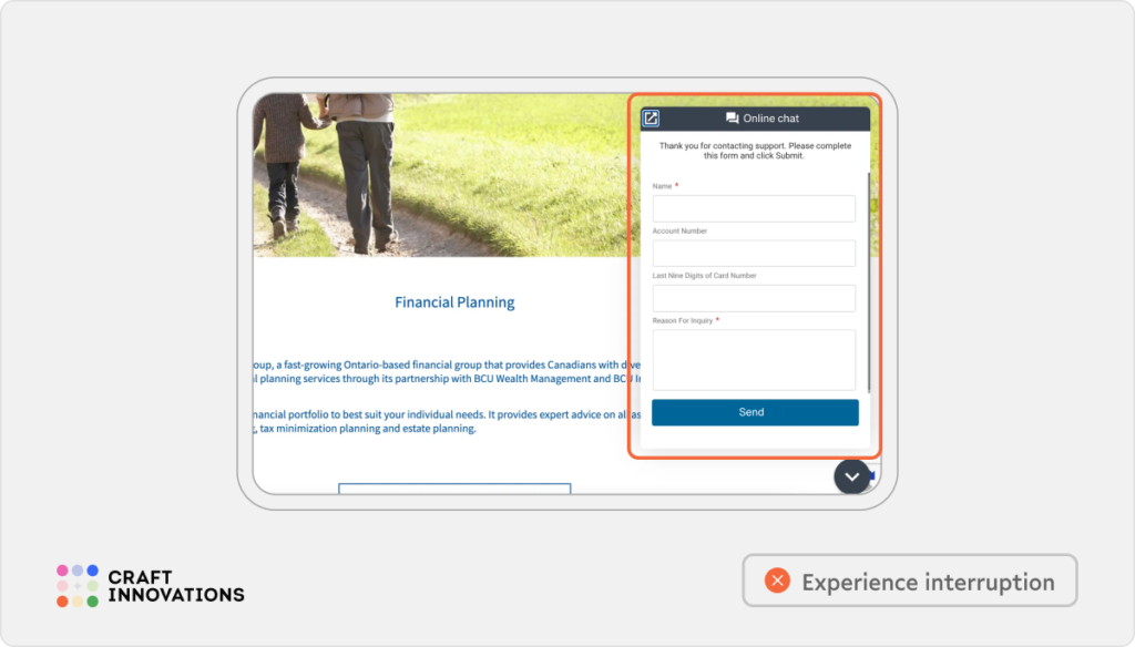 Controllability. Usability Principles by Craft Innovations - 3.1.1. Users Initiate Actions (BCU Financial)
