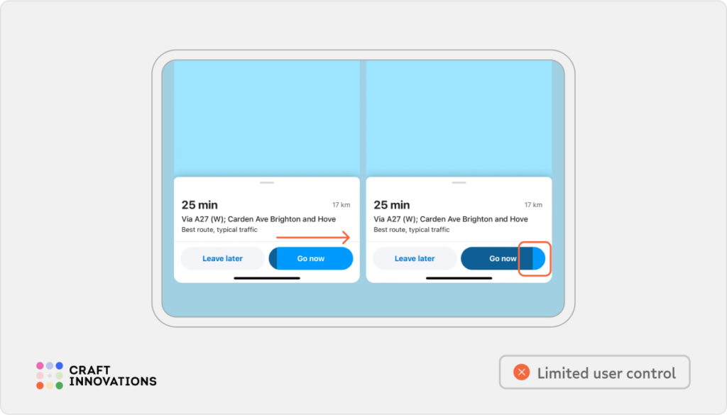 Controllability. Usability Principles by Craft Innovations - 3.1.1. Users Initiate Actions (Waze)