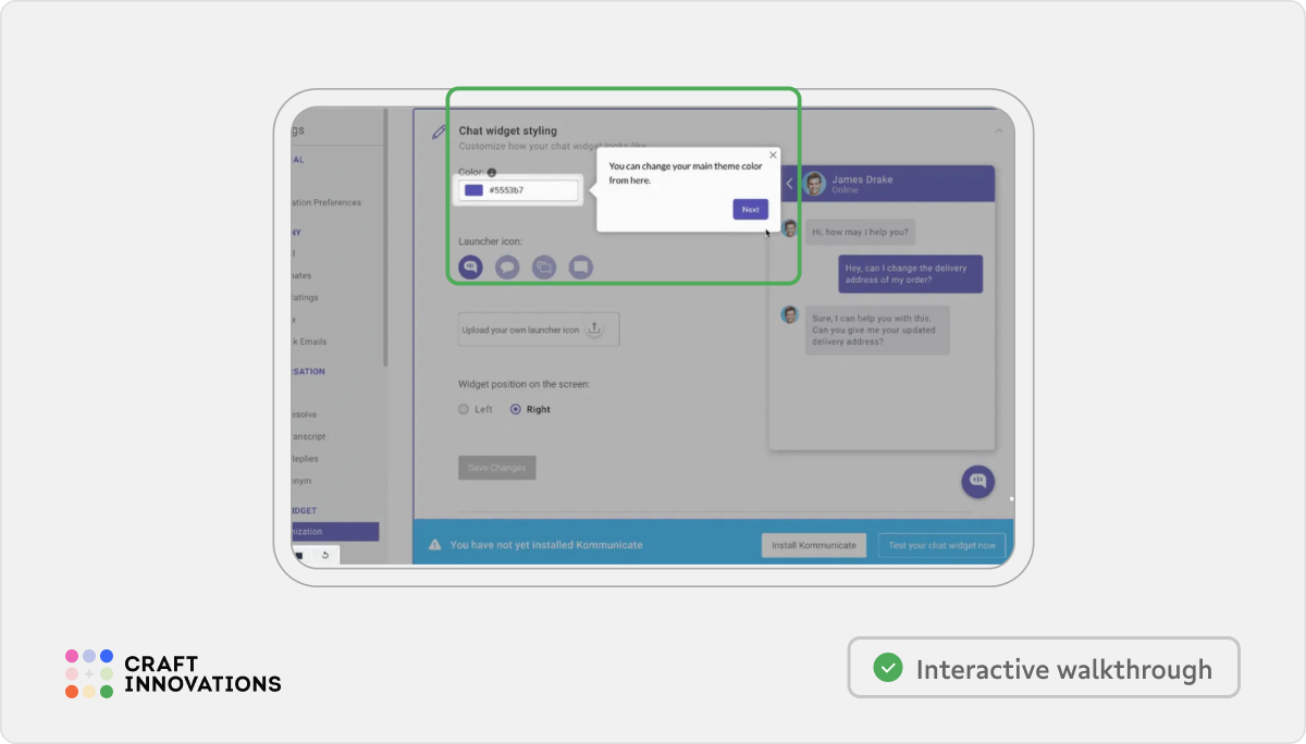 User Engagement. Usability Principles by Craft Innovations - 4.1. Engaging Start to Interaction (Kommunicate Example)