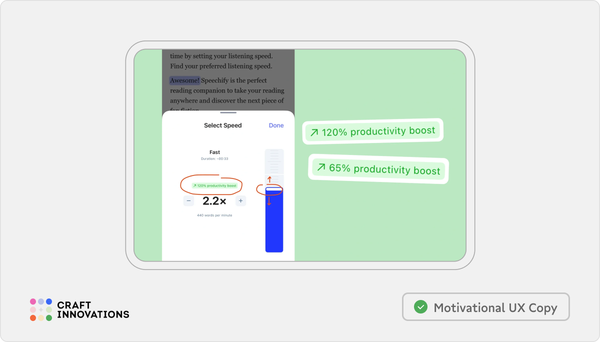 User Engagement. Usability Principles by Craft Innovations - 4.3. Personalization and Gamification (Speechify Example)
