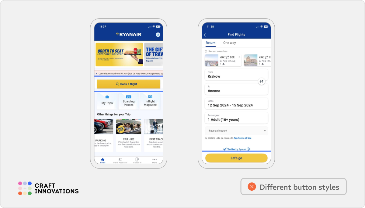 Internal Consistency. Usability Principles by Craft Innovations - 5.3.2. Consistent visual design of elements