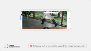 Category text is unreadable against the image backgrounds
