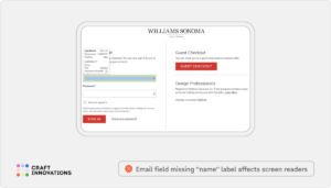 Email field missing “name” label affects screen readers